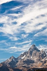 mountain top with clouds